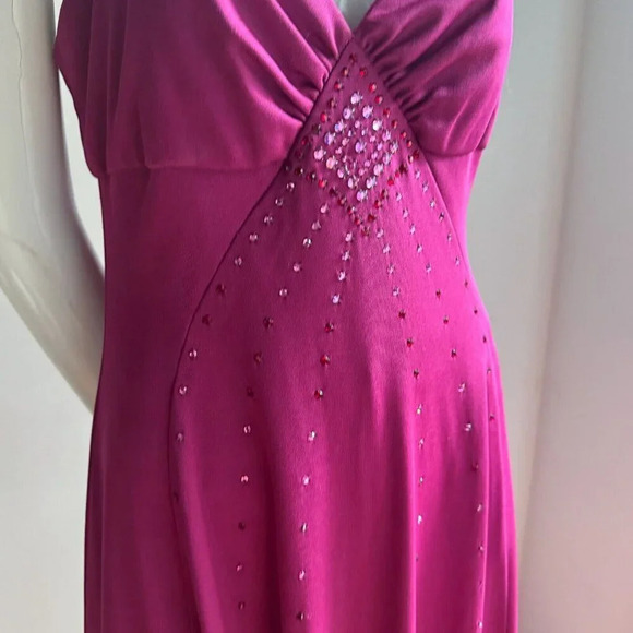 Vintage Lee Jordan Plum Purple 2  Piece Maxi Dress w Rhinestone + Coat M - Picture 6 of 10